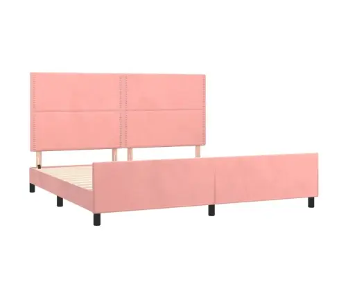 Lovos Rėmas Su Galvūgaliu, Rožinės Spalvos, 200X200 cm Aksomas