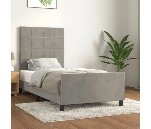 Lovos Rėmas Be Čiužinio, Šviesiai Pilkas, 90X190cm Aksomas