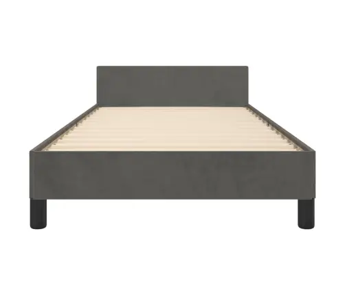 Gulta Bez Matrača, Tumši Pelēks, 100X200 Cm, Samts Vidaxl