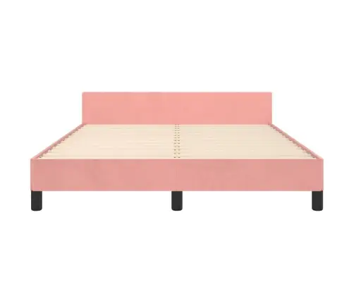 Voodiraam Peatsiga, Roosa, 140X190 cm Samet