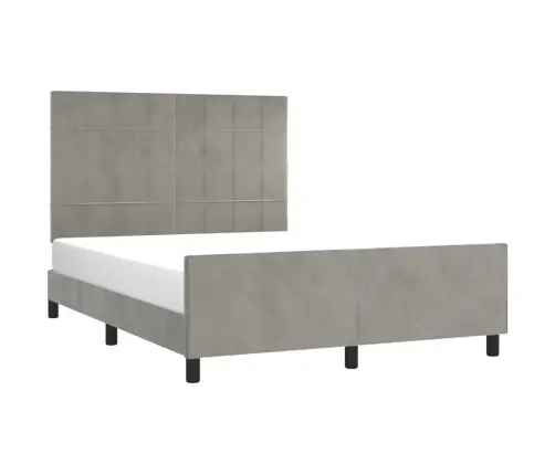 Gulta Bez Matrača, Gaiši Pelēks, 140X200 Cm, Samts Vidaxl