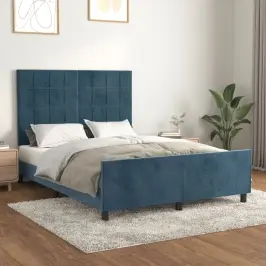 Lovos Rėmas Be Čiužinio Tamsiai Mėlynas 140X200 Cm Aksomas