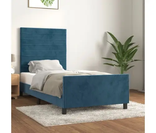Voodiraam Ilma Madratsita Tumesinine 100X200 Cm Samet