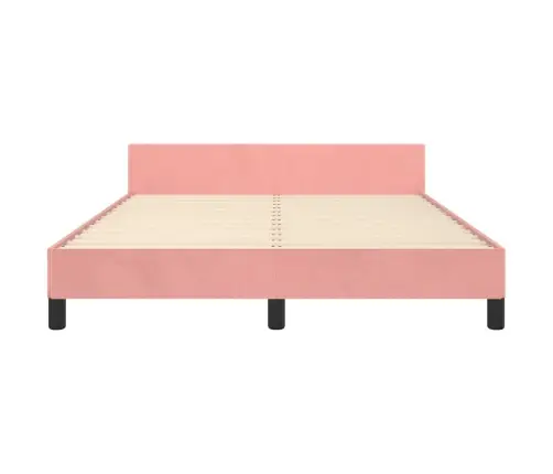 Gultas Rāmis Ar Galvgali, Rozā Samts, 140X190 Cm Vidaxl