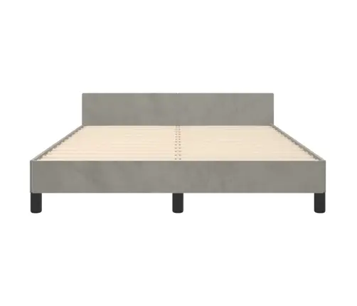 Gulta Bez Matrača, Gaiši Pelēks, 140X190 Cm, Samts Vidaxl