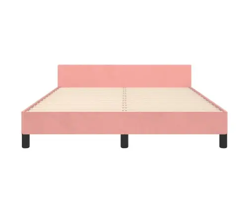 Gultas Rāmis Ar Galvgali, Rozā Samts, 140X190 Cm Vidaxl