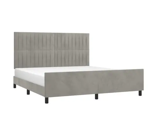 Gulta Bez Matrača, Gaiši Pelēks, 160X200 Cm, Samts Vidaxl