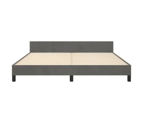 Gulta Bez Matrača, Tumši Pelēks, 160X200 Cm, Samts Vidaxl