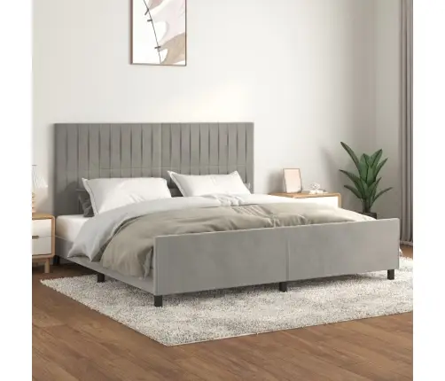 Lovos Rėmas Be Čiužinio, Šviesiai Pilkas, 200X200cm Aksomas