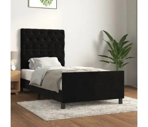 Gultas Rāmis Ar Galvgali, Melns Samts, 80X200 Cm Vidaxl