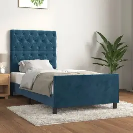Lovos Rėmas Be Čiužinio, Tamsiai Mėlynas, 80X200 cm Aksomas Lovos Rėmas Be Čiužinio, Tamsiai Mėlynas, 80X200 cm Aksomas
