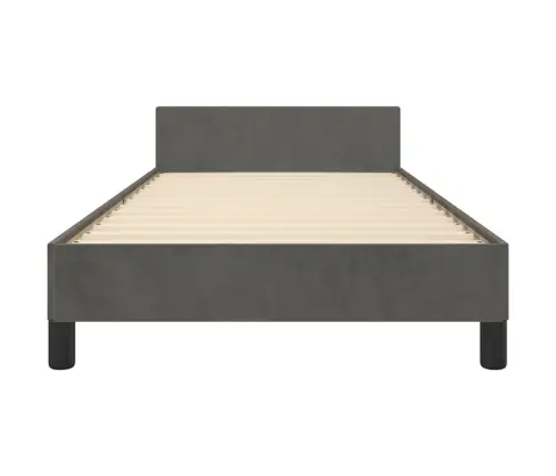 Gulta Bez Matrača, Tumši Pelēks, 90X200 Cm, Samts Vidaxl