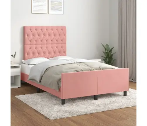 Lovos Rėmas Su Galvūgaliu, Rožinės Spalvos, 120X200cm Aksomas