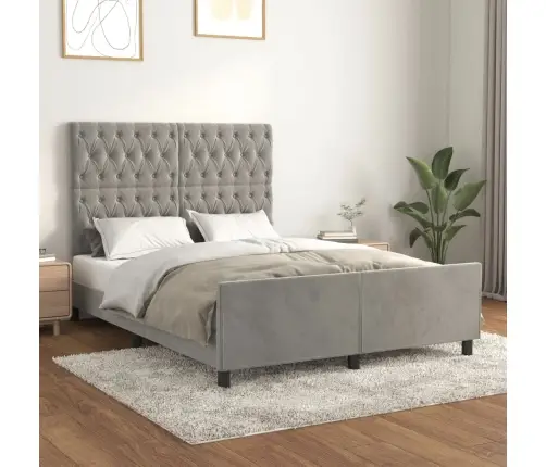 Voodiraam Ilma Madratsita, Helehall, 140X200 cm Samet