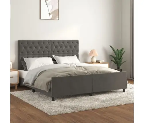 Lovos Rėmas Be Čiužinio, Tamsiai Pilkas, 160X200cm Aksomas