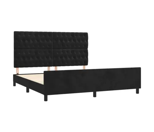 Gultas Rāmis Ar Galvgali, Melns Samts, 180X200 Cm Vidaxl