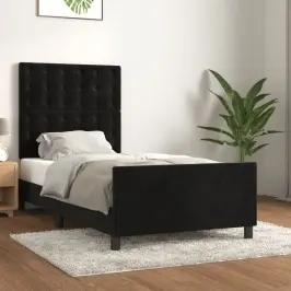 Voodiraam Peatsiga, Must, 80X200 cm Samet