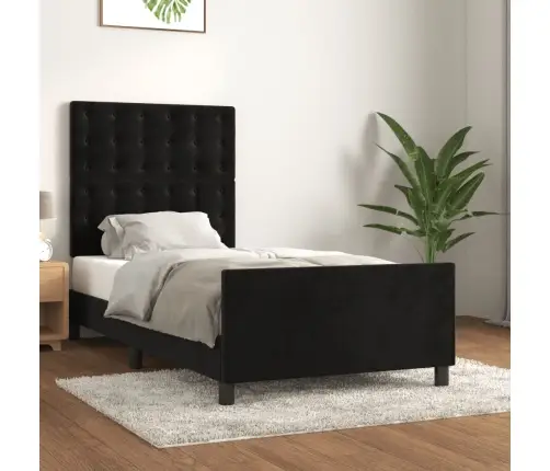 Voodiraam Peatsiga, Must, 80X200 cm Samet Voodiraam Peatsiga, Must, 80X200 cm Samet
