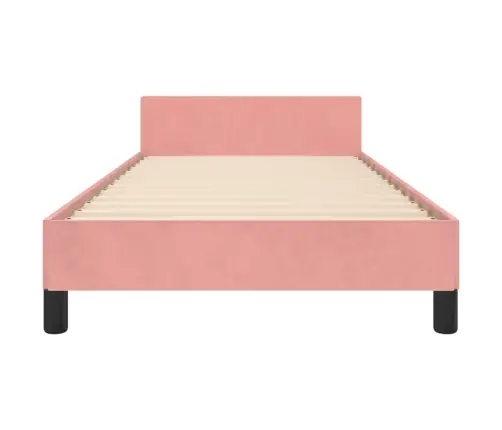 Voodiraam Peatsiga, Roosa, 90X190 cm Samet