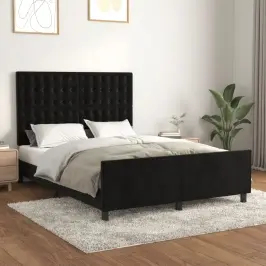 Voodiraam Ilma Madratsita, Must, 140X190 cm Samet