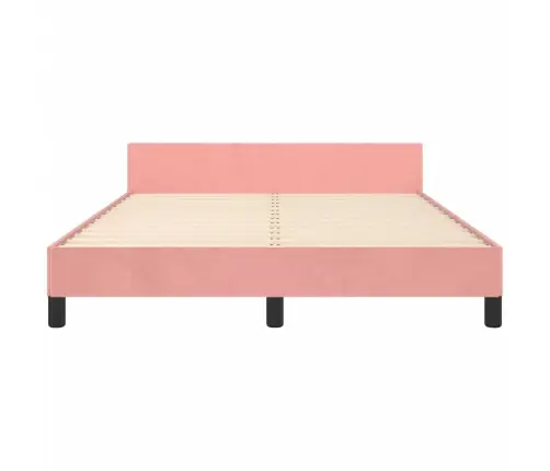 Gultas Rāmis Ar Galvgali, Rozā Samts, 140X190 Cm Vidaxl