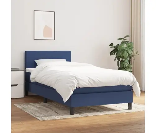 Lova Su Spyruoklėmis Ir Čiužiniu, Mėlyna, 120X200 cm Audinys