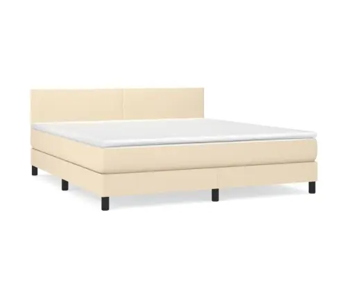 Atsperu Gulta Ar Matraci, Krēmkrāsas, 160X200 Cm, Audums Vidaxl