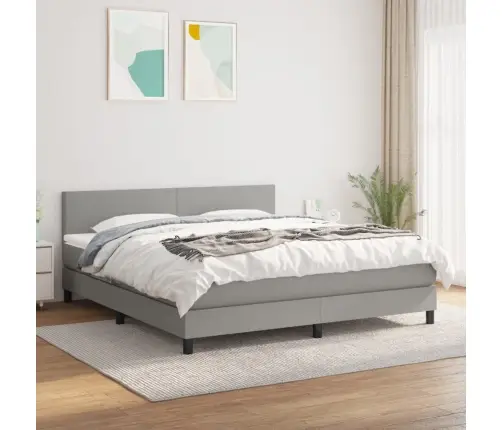 Atsperu Gulta Ar Matraci, Gaiši Pelēka Audums, 180X200 Cm Vidaxl