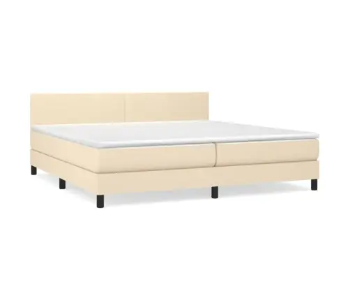 Atsperu Gultas Rāmis Ar Matraci, Krēmkrāsas Audums, 200X200 Cm Vidaxl
