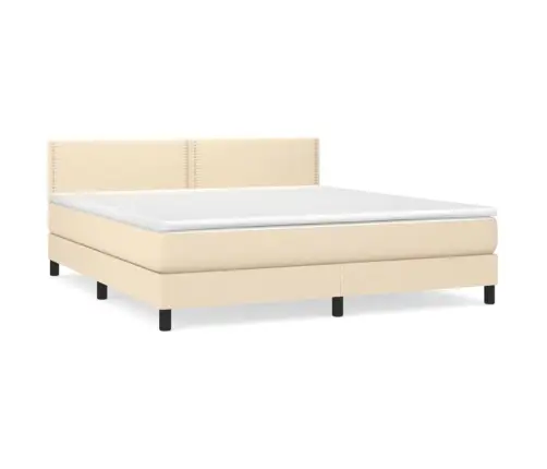 Atsperu Gulta Ar Matraci, Krēmkrāsas, 180X200 Cm, Audums Vidaxl