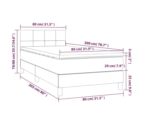 Kontinentaalvoodi Madratsiga, Tumepruun, 80X200 cm Kangas