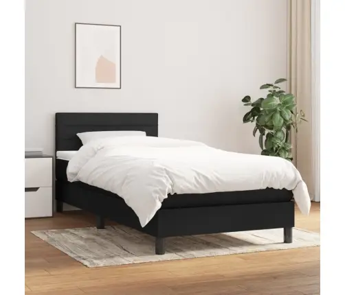 Atsperu Gulta Ar Matraci, Melna, 90X190 Cm, Audums Vidaxl