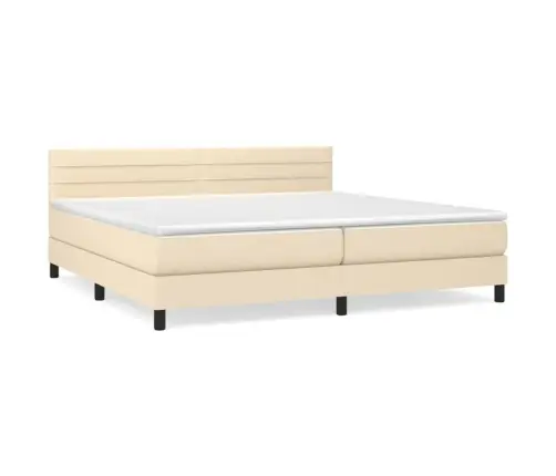 Lova Su Spyruoklėmis Ir Čiužiniu, Kreminė, 200X200 cm Audinys