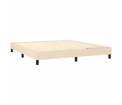 Lova Su Spyruoklėmis Ir Čiužiniu, Kreminė, 160X200 cm Audinys