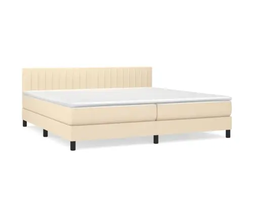 Atsperu Gultas Rāmis Ar Matraci, Krēmkrāsas Audums, 200X200 Cm Vidaxl