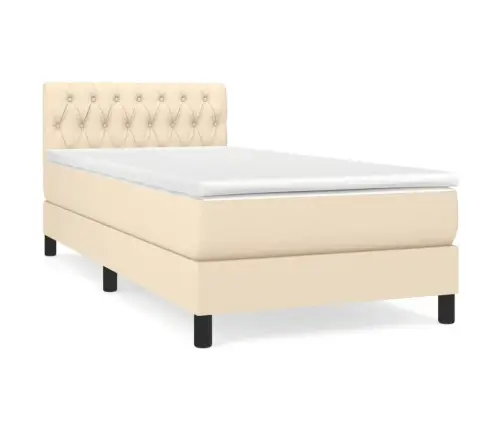 Atsperu Gultas Rāmis Ar Matraci, Krēmkrāsas, 90X200 Cm, Audums Vidaxl