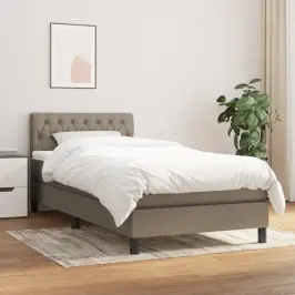 Atsperu Gultas Rāmis Ar Matraci, Pelēkbrūns, 100X200 Cm, Audums Vidaxl Atsperu Gultas Rāmis Ar Matraci, Pelēkbrūns, 100X200 Cm, Audums Vidaxl