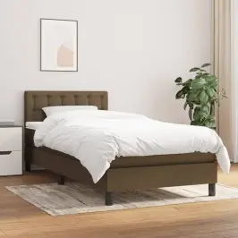 Atsperu Gultas Rāmis Ar Matraci, Tumši Brūna, 80X200 Cm, Audums Vidaxl Atsperu Gultas Rāmis Ar Matraci, Tumši Brūna, 80X200 Cm, Audums Vidaxl