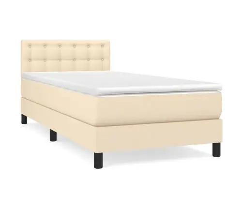 Atsperu Gulta Ar Matraci, Krēmkrāsas, 90X190 Cm, Audums Vidaxl