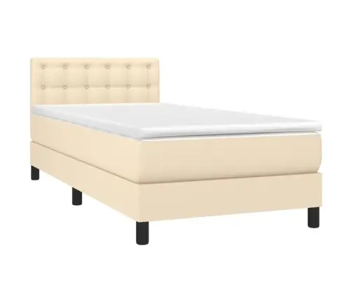 Atsperu Gulta Ar Matraci, Krēmkrāsas, 90X190 Cm, Audums Vidaxl