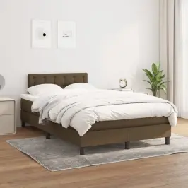 Atsperu Gultas Rāmis Ar Matraci, Tumši Brūna, 120X200Cm, Audums Vidaxl