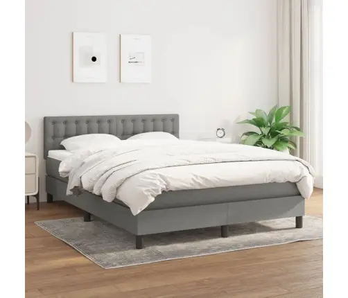 Lova Su Spyruoklėmis Ir Čiužiniu, Tamsiai Pilka, 140X200 Cm