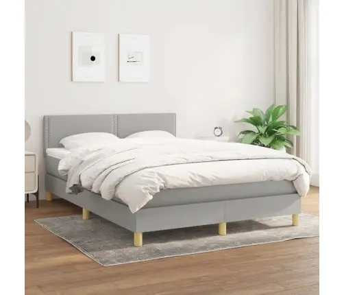 Lova Su Spyruoklėmis Ir Čiužiniu, Pilkas, 140X190cm Audinys