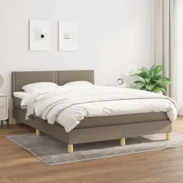 Atsperu Gulta Ar Matraci, Pelēkbrūns Audums, 140X190 Cm Vidaxl Atsperu Gulta Ar Matraci, Pelēkbrūns Audums, 140X190 Cm Vidaxl
