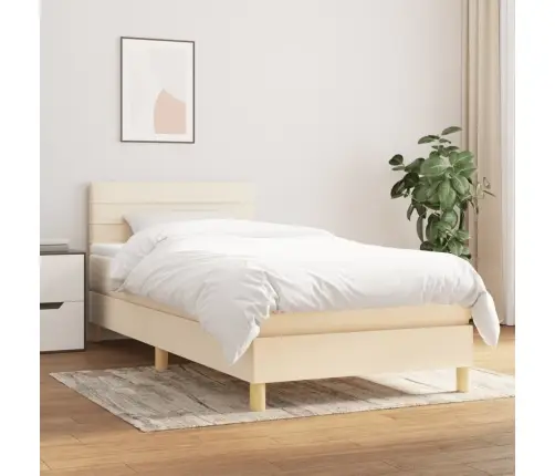 Atsperu Gultas Rāmis Ar Matraci, Krēmkrāsas, 90X200 Cm, Audums Vidaxl Atsperu Gultas Rāmis Ar Matraci, Krēmkrāsas, 90X200 Cm, Audums Vidaxl