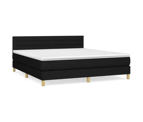 Lova Su Spyruoklėmis Ir Čiužiniu, Juoda, 180X200 cm Audinys