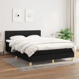 Lova Su Spyruoklėmis Ir Čiužiniu, Juodos, 140X190 cm Audinys Lova Su Spyruoklėmis Ir Čiužiniu, Juodos, 140X190 cm Audinys
