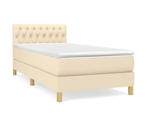 Atsperu Gultas Rāmis Ar Matraci, Krēmkrāsas, 80X200 Cm, Audums Vidaxl