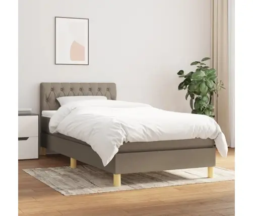 Atsperu Gulta Ar Matraci, Pelēkbrūns, 90X190 Cm, Audums Vidaxl