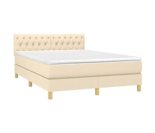 Atsperu Gulta Ar Matraci, Krēmkrāsas, 140X200 Cm, Audums Vidaxl